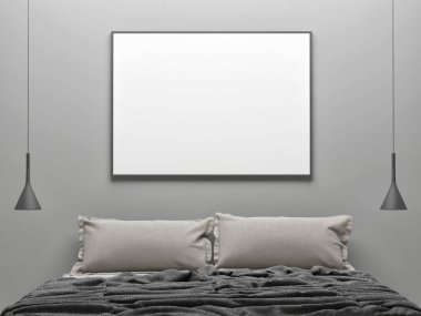 İç kavramı yatak odası, beyaz poster arka plan
