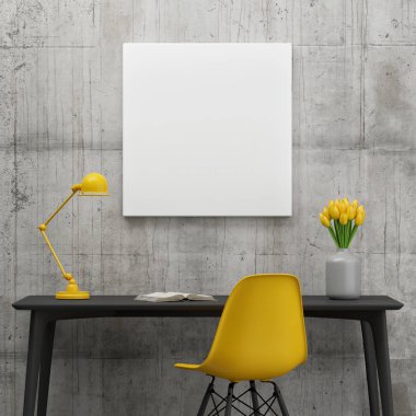 çalışma alanı, Sarı laleler konseptiyle minimalizm poster