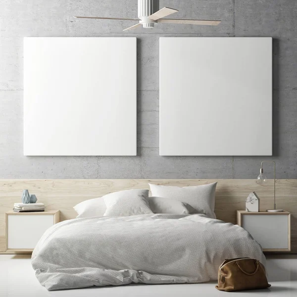 Mock up posters in bedrooms — Stock Photo, Image