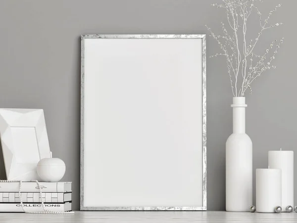 Mock up bianco minimalismo composizione poster — Foto Stock