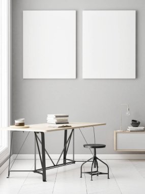 Office ile gri duvar iki posterler