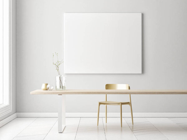 Концепция минимализма интерьера с макетом плаката
