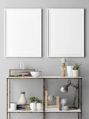 Poster metal raf, konsept iç tasarımı, 3d resim, 3d render ile alay