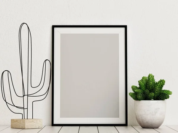 Håna Upp Affischen Med Cactus Dekoration Render Illustration — Stockfoto