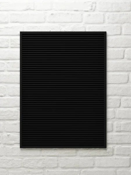 Beyaz Tuğla Duvar Render Çizim Üzerinde Gri Çizgili Siyah Poster — Stok fotoğraf