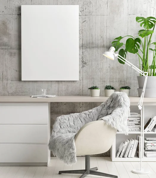 Poster hipster's office, konsept iç tasarımı, 3d render, 3d çizim kadar alay