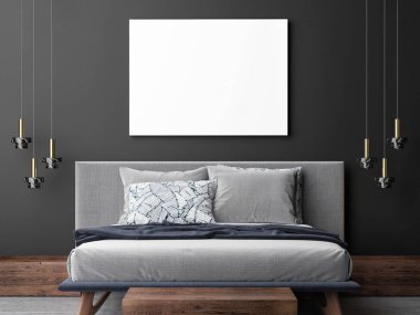 Karanlık yatak odasında afiş, Retro tasarım stüdyosu, 3D resim, 3D resim