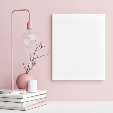 Pembe arka plan duvarlı poster