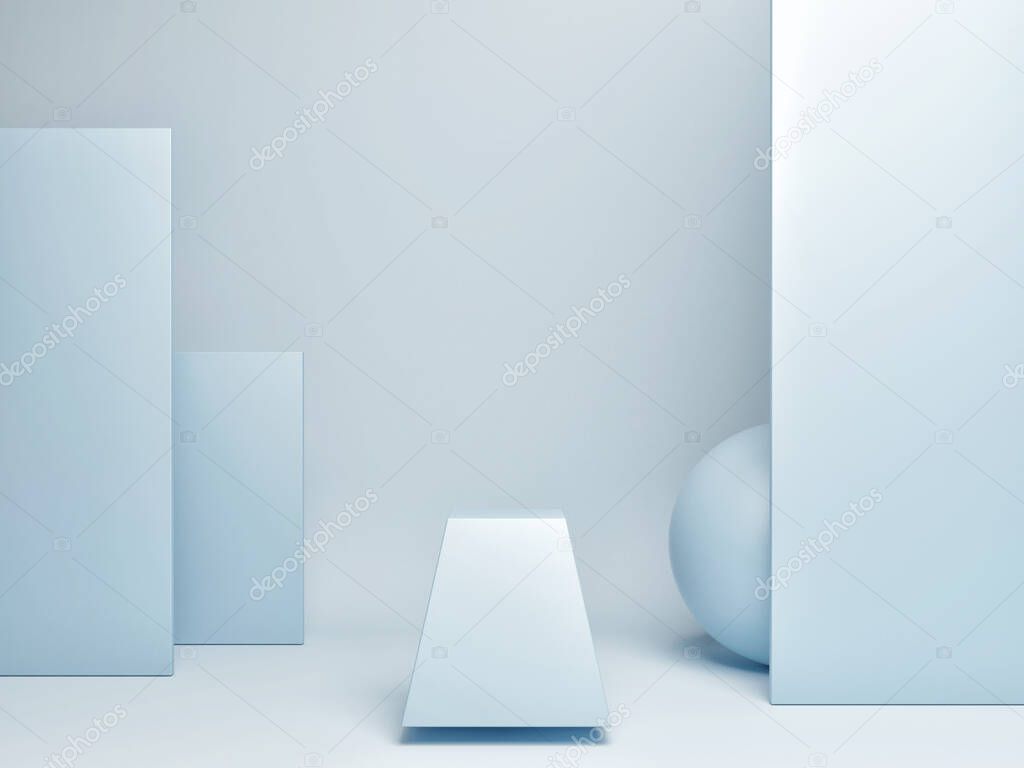 Mockup a composition, winner podium for product presentation, blue background, 3d render, 3d illustration