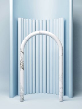 Ürün sunumu için Mockup stüdyosu, mavi ödüllü podyum arkaplanı, 3D görüntü, 3D görüntü