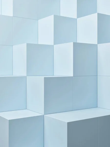 Cubo Podio Para Presentación Fondo Geométrico Azul Render Ilustración —  Fotos de Stock