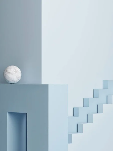 Modernes Minimalistisches Podiumsmock Blauer Hintergrund Renderer Illustration — Stockfoto
