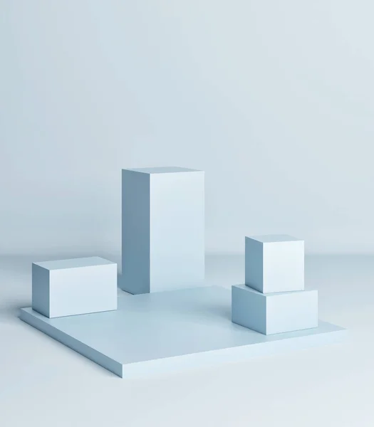製品デザイン 青の背景色 3Dレンダリング 3Dイラストのための表彰台をモックアップ — ストック写真