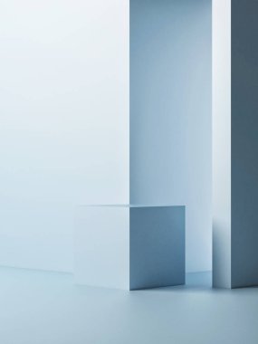 Ürün sunumu için Mockup stüdyo ışığı, mavi arkaplan, 3D görüntü, 3D görüntü