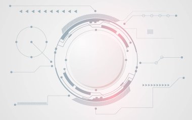 Gri beyaz soyut teknoloji geçmişi ve çeşitli teknoloji unsurları yüksek teknoloji iletişim konsepti. Vektör illüstrasyonu