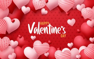 Sevgililer Günü arkaplanı. Kalpli romantik kompozisyon. Vektör illüstrasyonu