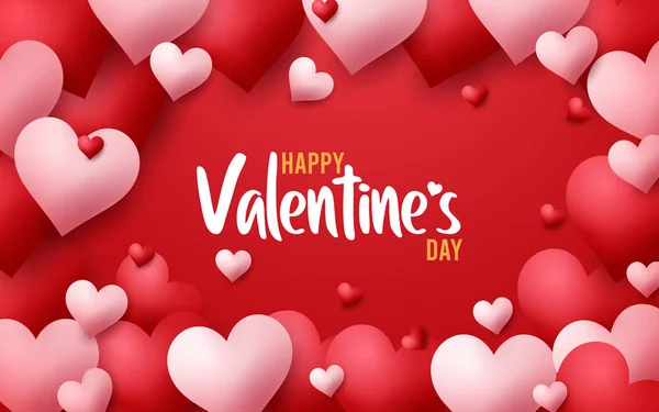 Valentijnsdag achtergrond.Romantische compositie met harten. Vectorillustratie — Stockvector