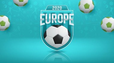 Avrupa Futbol Şampiyonası. Soyut Turkuaz dinamik arka plan futbol afişi. Vektör illüstrasyonu