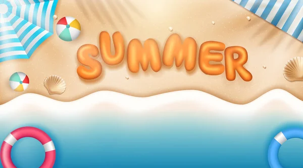 Sommer-Vektor-Banner-Design-Konzept für 3D-Text. Vektorillustration — Stockvektor