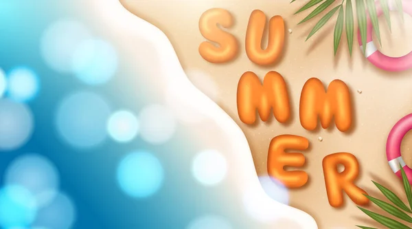 Sommer-Vektor-Banner-Design-Konzept für 3D-Text. Vektorillustration — Stockvektor