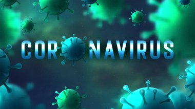 Covid-19 koronavirüs, akut solunum enfeksiyonlarına ve nezleye neden olan virüs. Vektör İllüstrasyonu