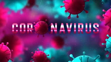 Covid-19 koronavirüs, akut solunum enfeksiyonlarına ve nezleye neden olan virüs. Vektör İllüstrasyonu