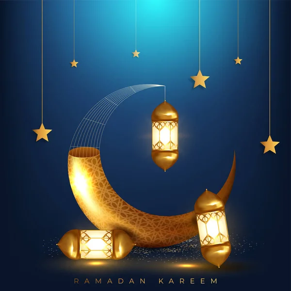 Ramadan Kareem Saluant Fond Islamique Symbole Croissant Illustration Vectorielle — Image vectorielle