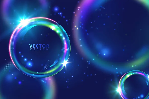 Vector Vibrant Neon Circle Λάμψη Μοντέρνο Στρογγυλό Πλαίσιο Κενό Χώρο — Διανυσματικό Αρχείο