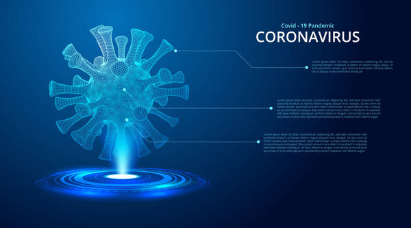Coronavirus 2019 Ncov Novel Coronavirus Low Poly Abstract Concept Vector — Stock Vector
