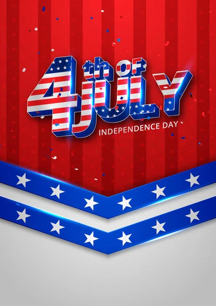 Vier Juli Juli Vakantiebanner Usa Independence Day Spandoek Vectorillustratie — Stockvector