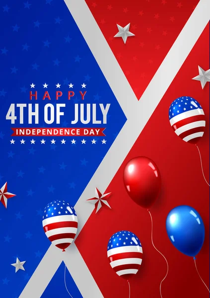 Onafhankelijkheidsdag Usa Banner Sjabloon Amerikaanse Ballonnen Vlag Vectorillustratie — Stockvector
