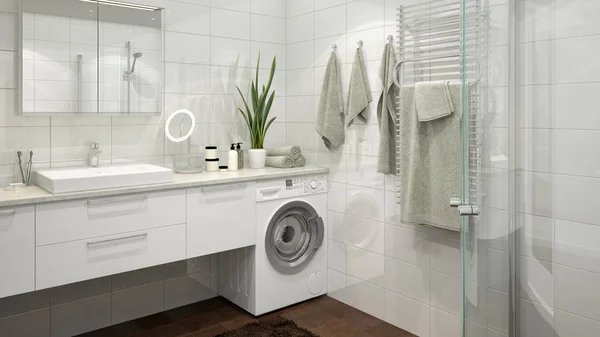 Modernes skandinavisches Badezimmer — Stockfoto