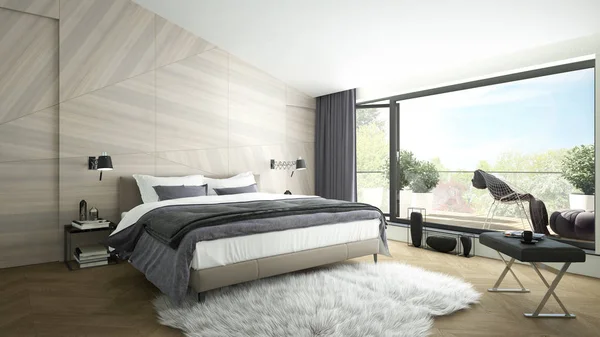 고급 스러운 현대적인 침실 — 스톡 사진