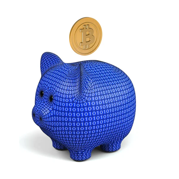 Bitcoin ve piggy banka — Stok fotoğraf