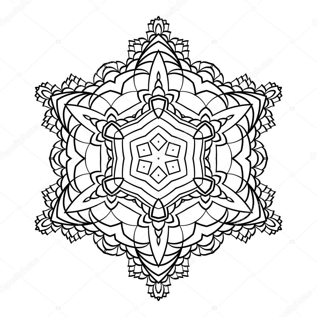 Mandala élément de décoration noir et blanc Image   colorier Flocon de neige — Vecteur par tanyaplyshka Trouver des images similaires