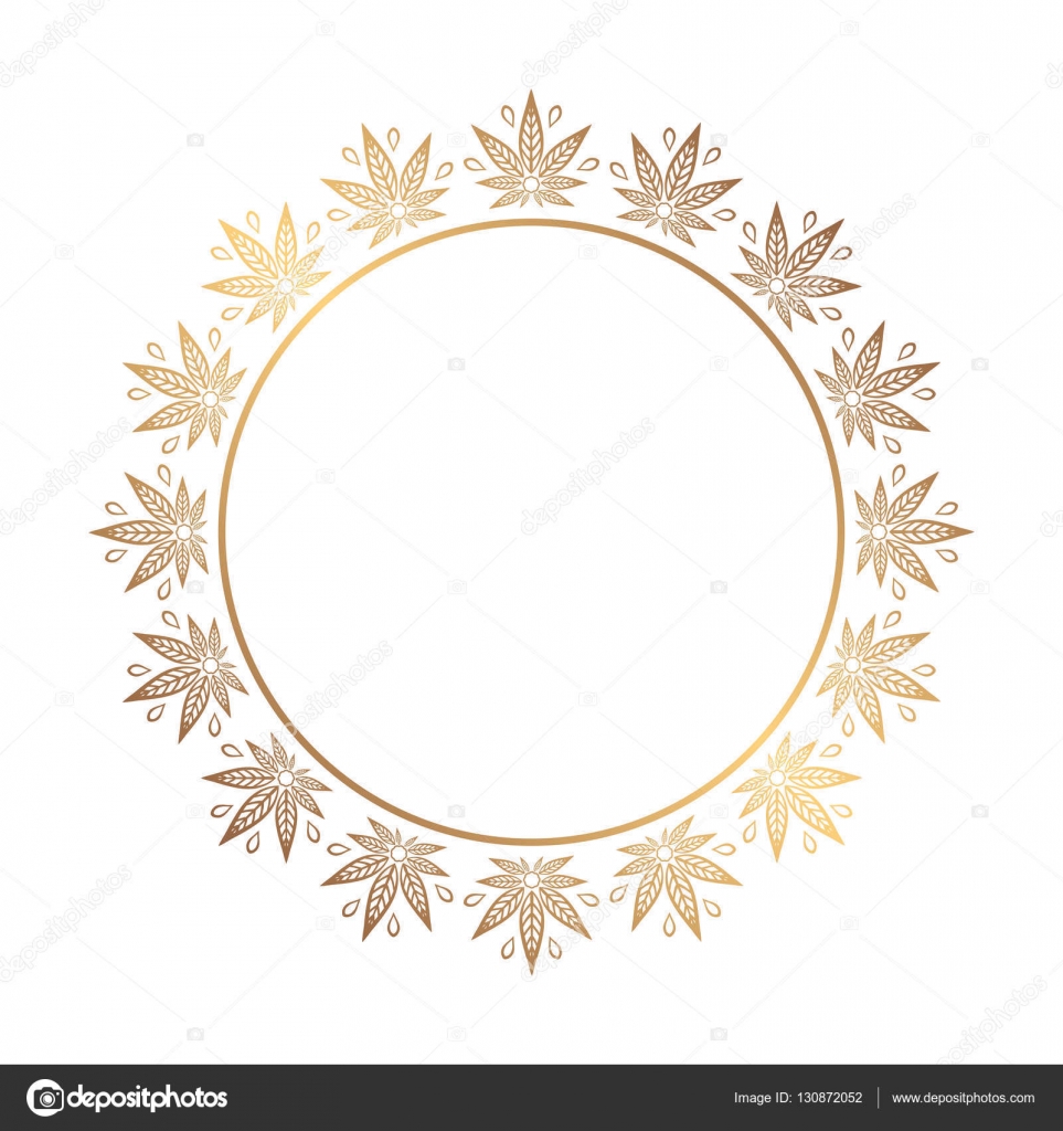 Download Round gold frame of cannabis. Border of stylized hemp leaf ...