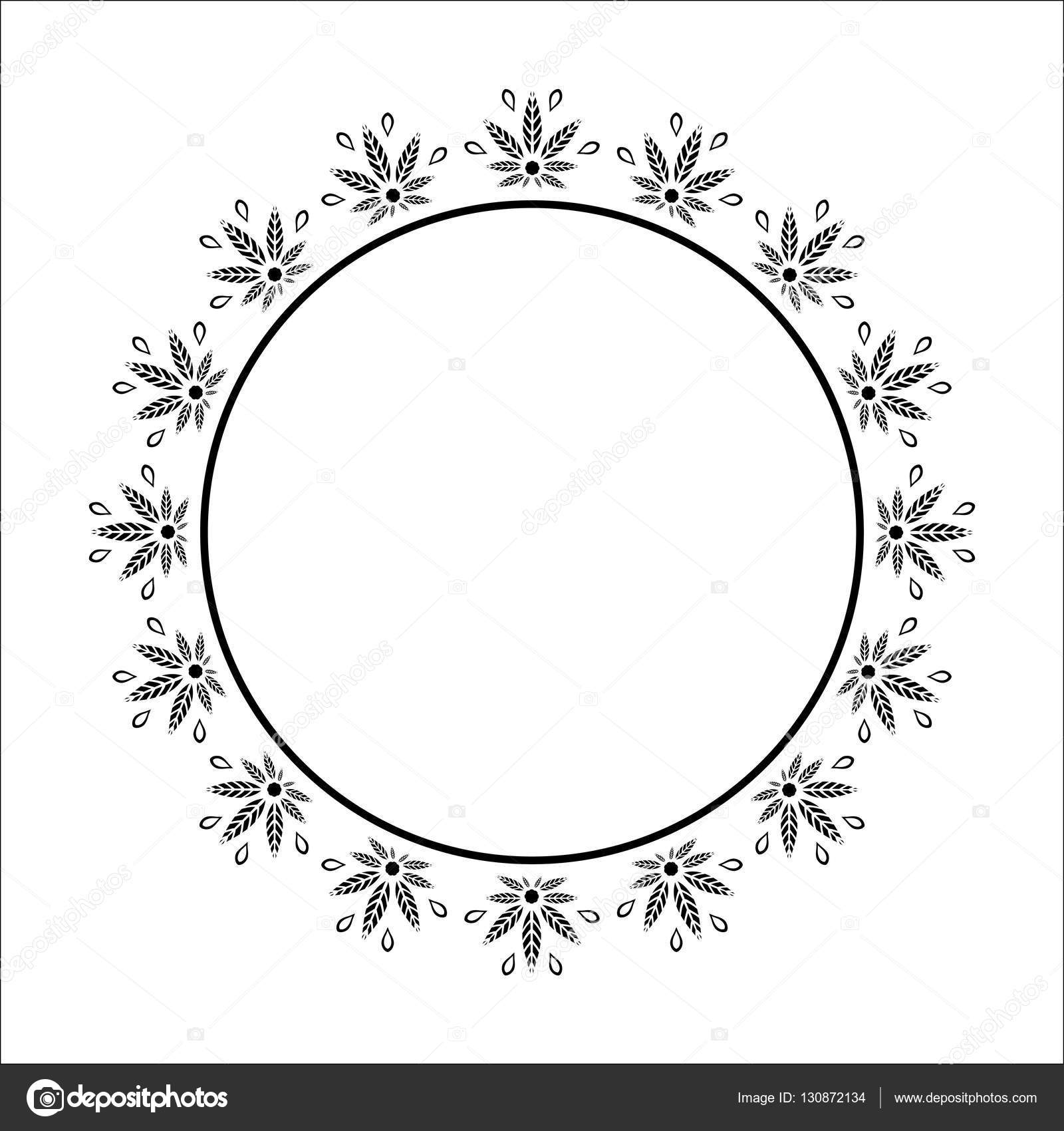 Round frame of cannabis. Border of stylized hemp leaf to ...