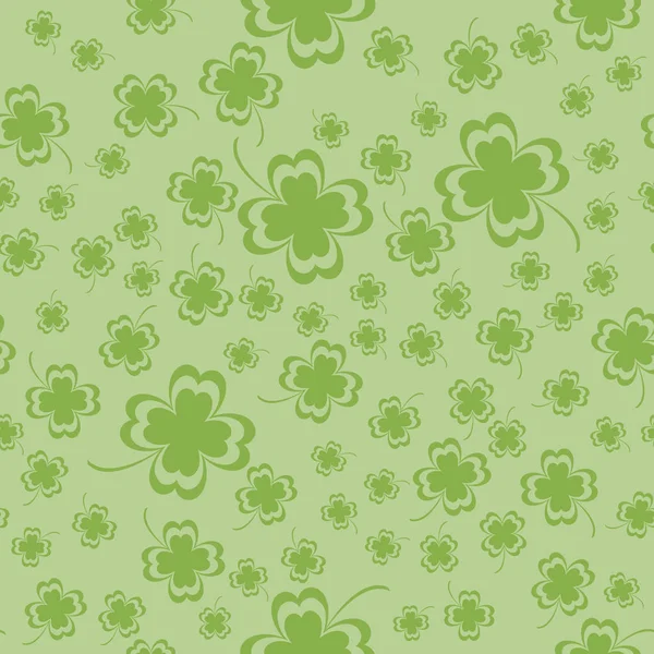Four Leaf Clover seamless pattern to create a package to the St. Patrick's Day. Green leaves on a light background in a chaotic state.