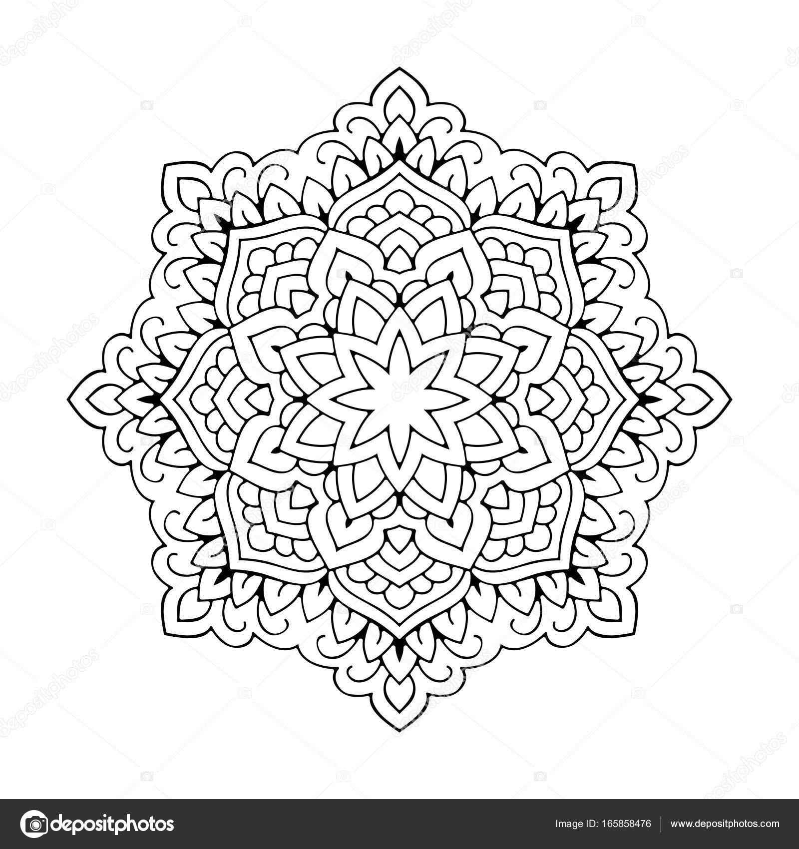 Mandala. schwarzweißes Zierelement. Bild zum Ausmalen. dekoratives