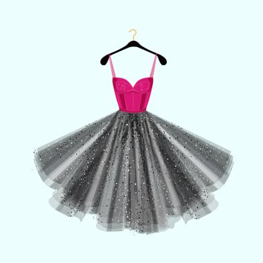 Vektör moda çizim. Özel bir olay için elbise.