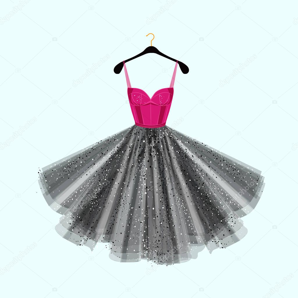 Vector fashion illustration. Dress for special event.