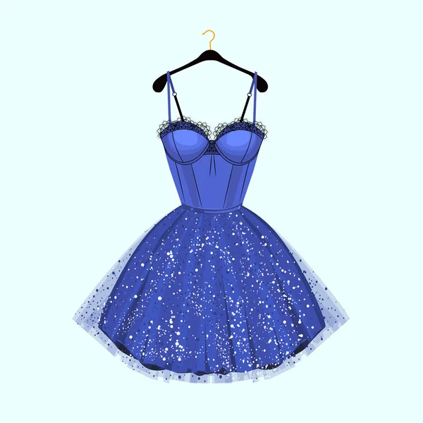 Feest jurk met mooie inrichting. Mode vectorillustratie — Stockvector
