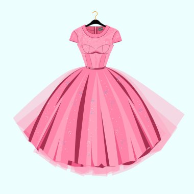 Balo elbise şık dekorasyonu ile parti. Moda illüstrasyon