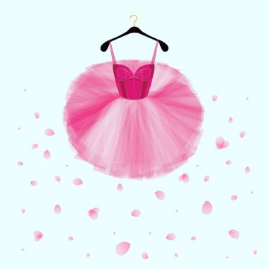 Bale tutu elbise. Pembe vektör elbise bale dencer için. Moda illüstrasyon