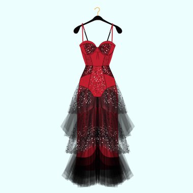 Özel bir olay için güzel bir elbise. Moda illüstrasyon vektör