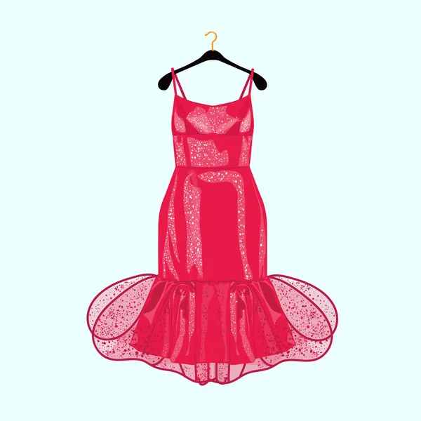 Vestido Fiesta Rojo Con Decoración Ilustración Moda Para Catálogo Compras — Vector de stock