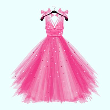 Pembe doğum günü partisi fiyonklu elbise. Moda resmi davetiye için