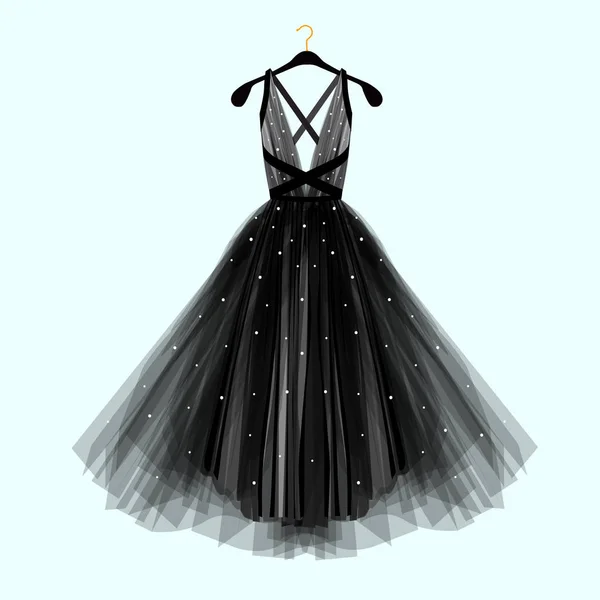 Schönes Schwarzes Kleid Für Besondere Anlässe Vektor Mode Illustration Vektorgrafiken