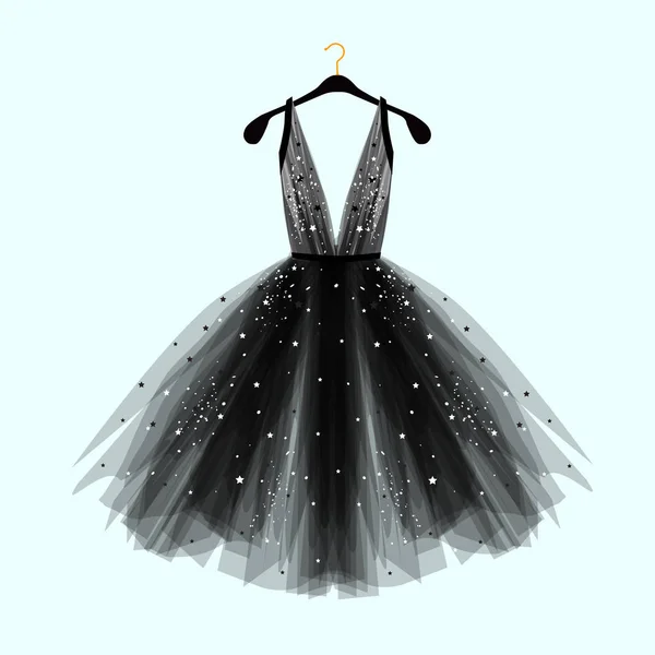 Robe Fantaisie Noire Pour Événement Spécial Avec Décor Illustration Mode Illustration De Stock