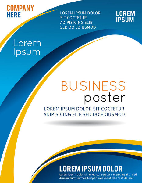 Абстрактно синий и оранжевый фон с волной - дизайн брошюры
 